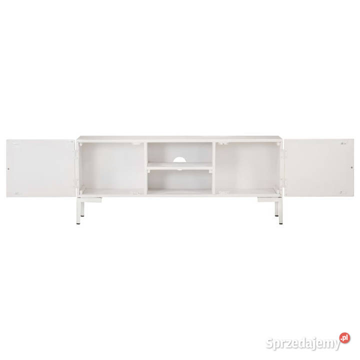 Szafka pod TV biała 115x30x46 lite drewno mango