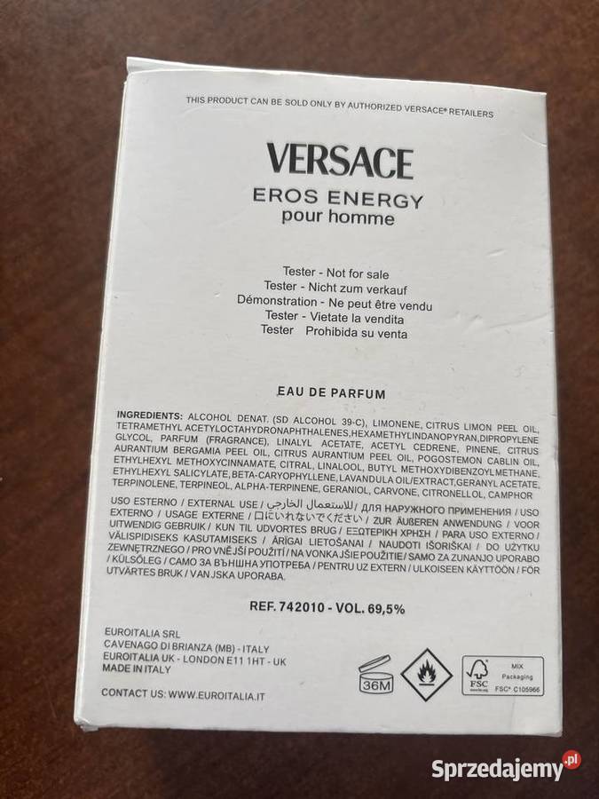 Perfum Eros Energy Versace Versace mazowieckie Łomianki sprzedam