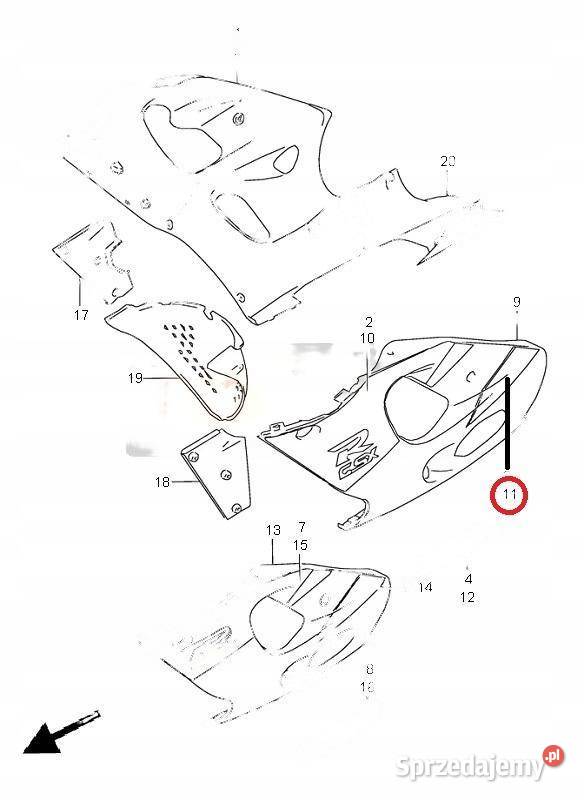 NAKLEJKA NA LEWY BOCZEK SUZUKI GSXR600 19972000
