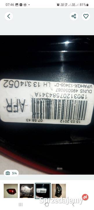 Lampa tylna lewa do Opla Astry j kombi pomorskie Tczew