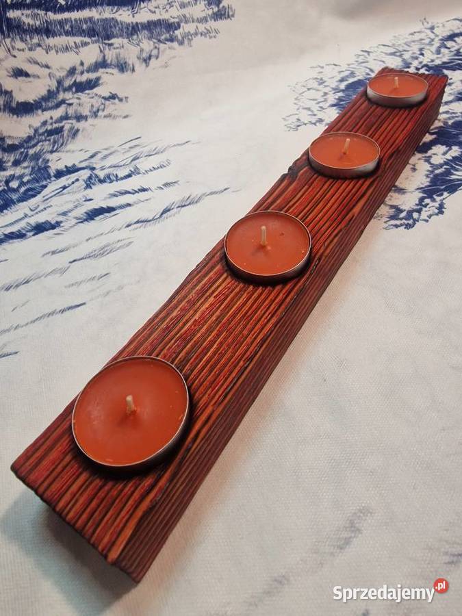 Świecznik Shou Sugi Ban drewno świerkowe Świeczniki Sępopol