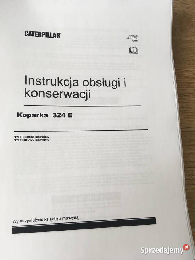 dtr instrukcja obsługi koparka caterpillar 324e Rok wydania 2010 Szczecin