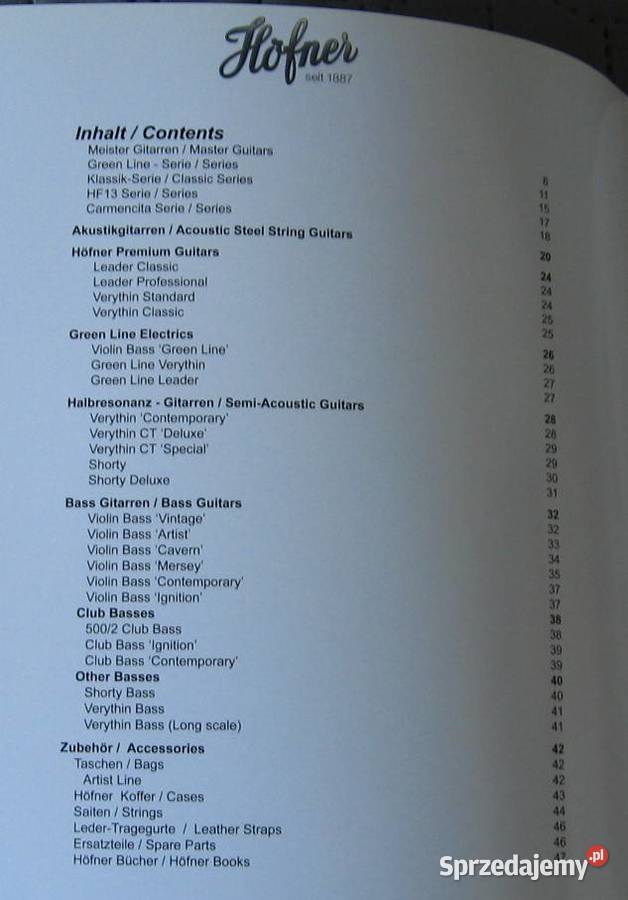 Hofner 2020 Confidental guitar catalog katalog Kępice