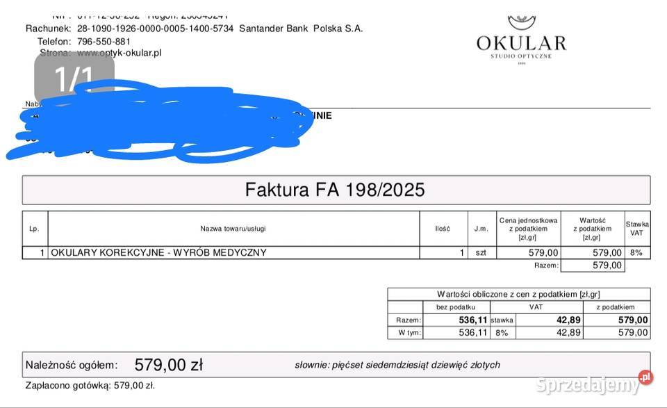 Okularynakładka przeciwsłoneczna etui dodatkowa Korekcja wzroku Jelenia Góra sprzedam