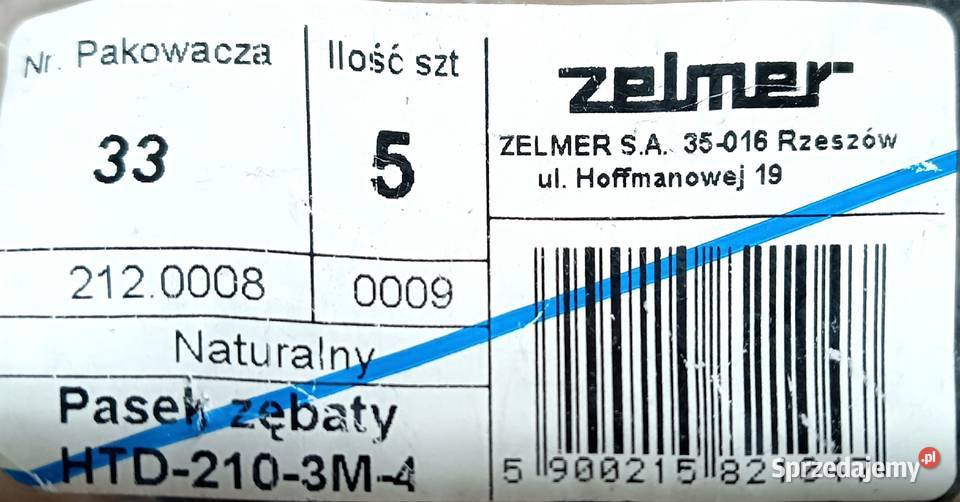 Pasek zębaty turboszczotki Zelmer 2120008 mazowieckie Bale