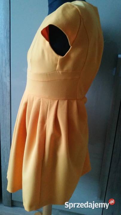 Sukienka Musztardowa S rozkloszowana Rozkloszowana  Racibórz