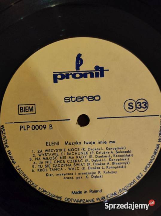 1980 Eleni Muzyka Twoje imię ma Płyta Płyty i kasety Kielce sprzedam