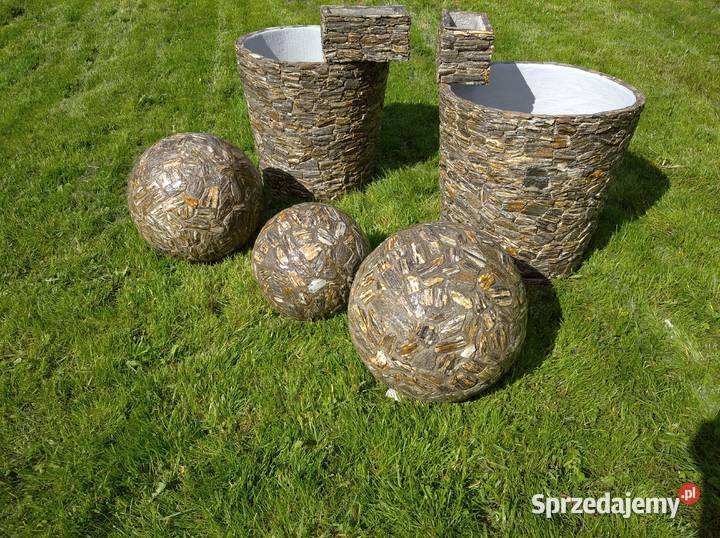 Kule z kamienia naturalnego szare kamień kora Długołęka-Świerkla