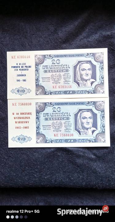 Polska zestaw 8 banknotów PRL z nadrukami Ostrów Mazowiecka