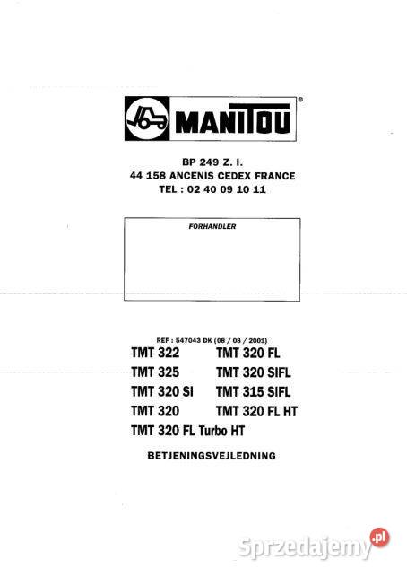 Manitou TMT332 325 320 320 FL instrukcja obsługi Kielce