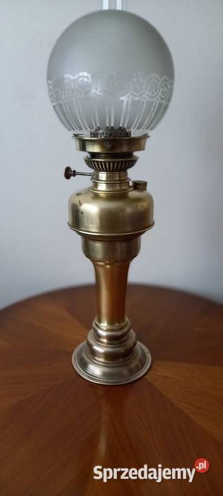 Kolumnowa lampa naftowa z mosiądzu sprawna łódzkie Skierniewice