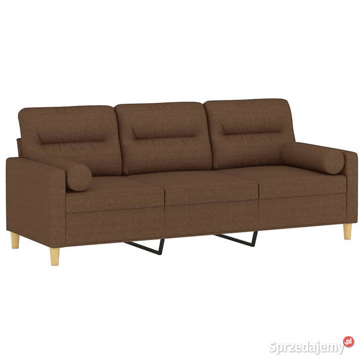 3osobowa sofa z poduszkami brązowa 180 tkanina Warszawa