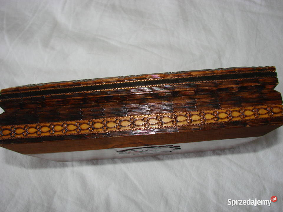 drewniane pudełko kaseta PRL Pruszcz Gdański sprzedam