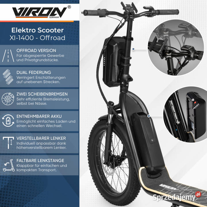 POJAZD ELEKTRYCZNY VIRON XI1400 ZASIĘG DO 50 Kalety