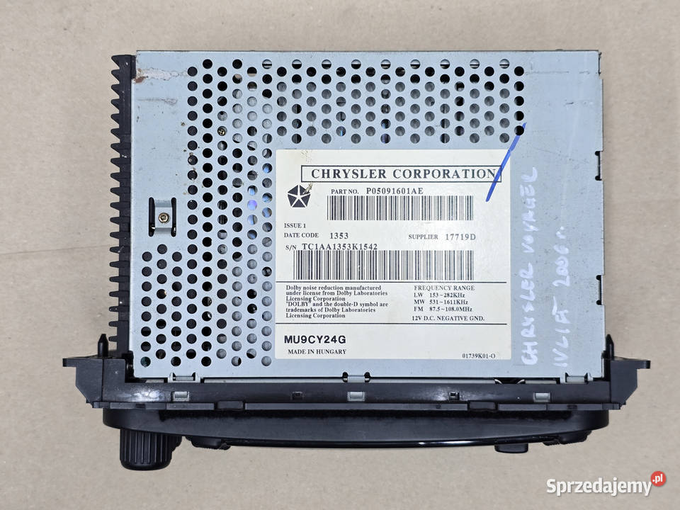 Radio Kaseta 6 Płyt CD CHRYSLER VOYAGER IV LIFT Kąty Wrocławskie