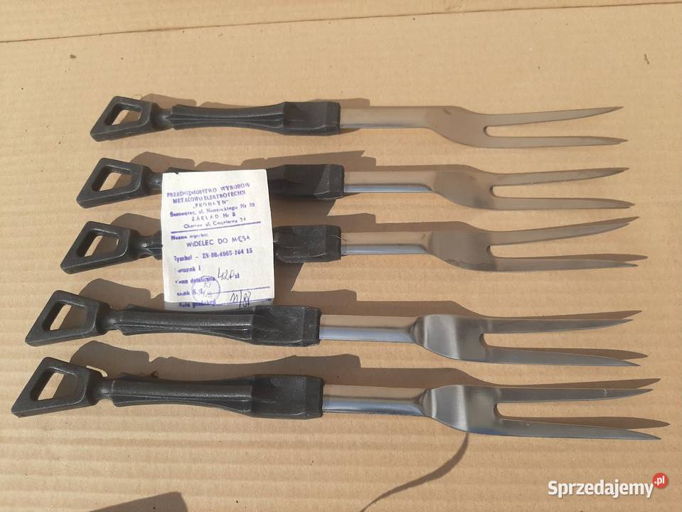 Widelec do mięsa PRL komplet 5 Sosnowiec