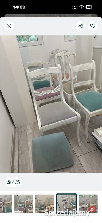 6 krzeseł antyk Shabby białe Konstancin-Jeziorna sprzedam