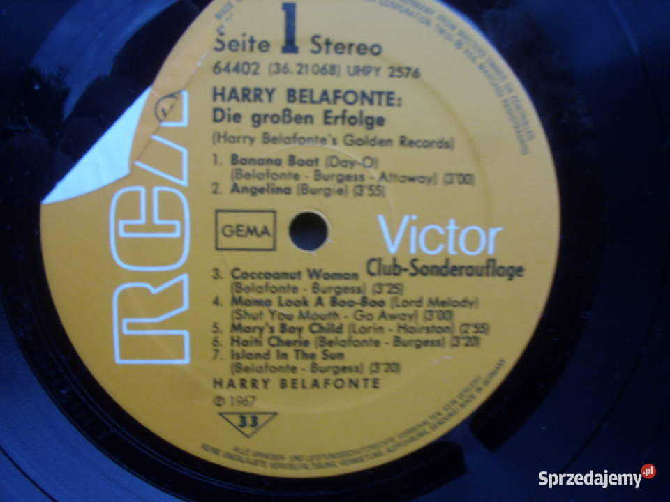 Winyl LP HARRY BELAFONTEGOLDEN RECORDS 1967 płyta winylowa dolnośląskie Wołów