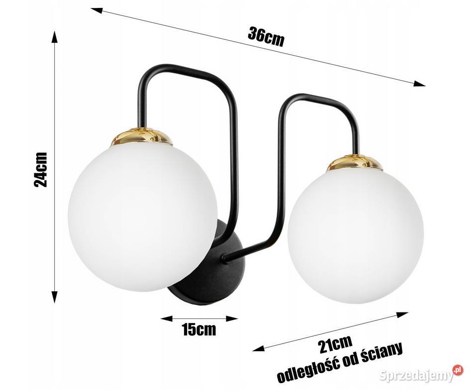 Kinkiet LAMPA WISZĄCA ścienna KULA podwójna Choroszcz