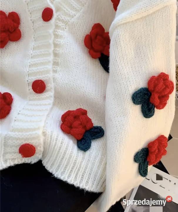 Kardigan sweter L piękny cieplutki długi Swetry i golfy