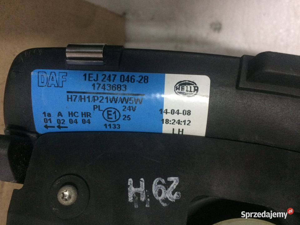 Lampa Reflektor DAF LF CF XF 1743683 Lewa lubuskie Maszewo