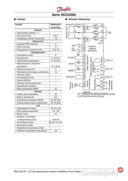 Softstart MCD3000 firmy Danfoss 22 kW Olsztyn sprzedam