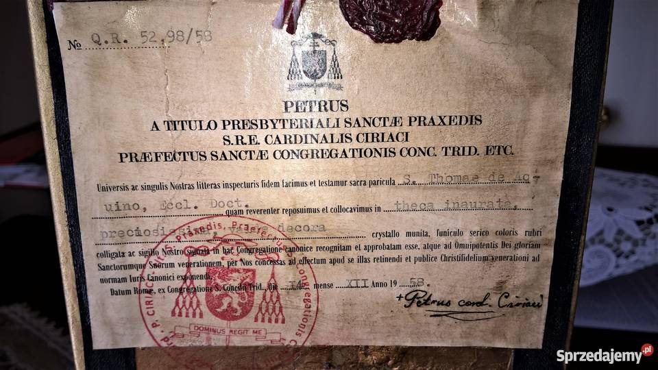 Relikwiarz z relikwią św Tomasza z Akwinu