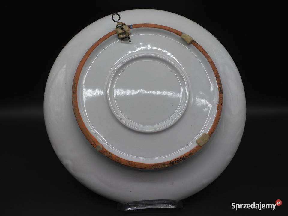 Ceramiczny duży talerz malowany morski motyw z Raszków