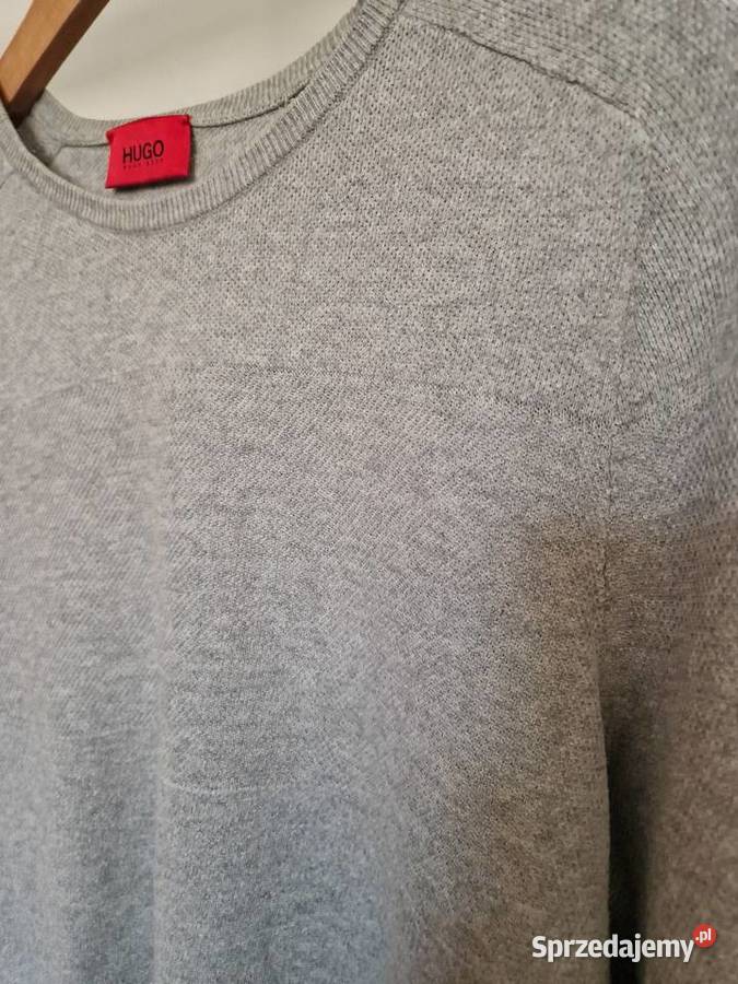 Hugo Boss Lekki Klasyczny Szary Sweter Męski 100 Kraków