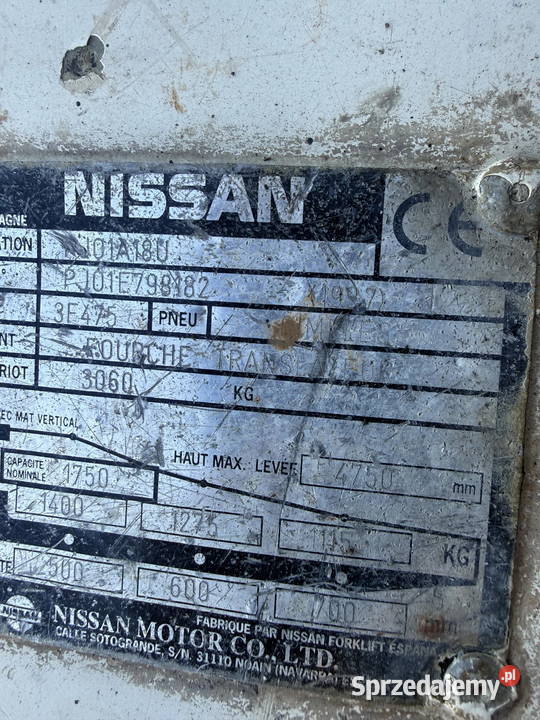 wózek widłowy NISSAN FG18 LPG 1800 Triplex 475m Działoszyn sprzedam