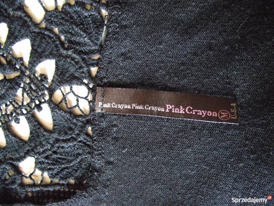 PINK CRAYON USA CZARNY KARDIGAN Z GIPIURĄ r M Marynarki i żakiety Piła