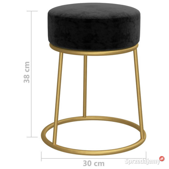 Okrągły stołek czarny obity aksamitem WM340260 mazowieckie Warszawa