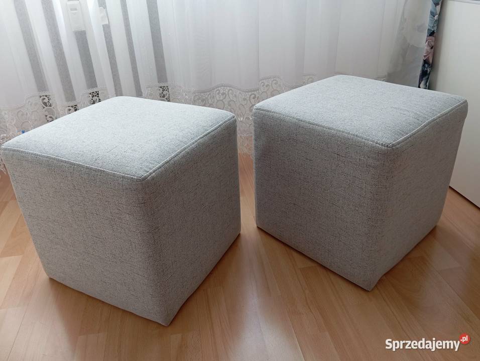 Pufy prawie nowe w kolorze jasnego popielu Bytom