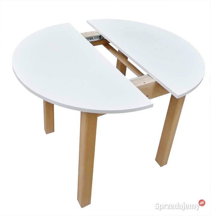 STÓŁ OKRĄGŁY ROZKŁADANY FI 90 ŁAWA KOLORY BIAŁY 90cm Tołkiny
