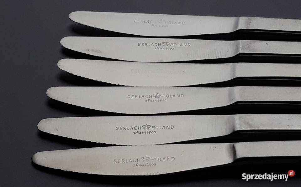 Noże obiadowe 1 KONWALIE Gerlach sztućce PRL śląskie Dąbrowa Górnicza