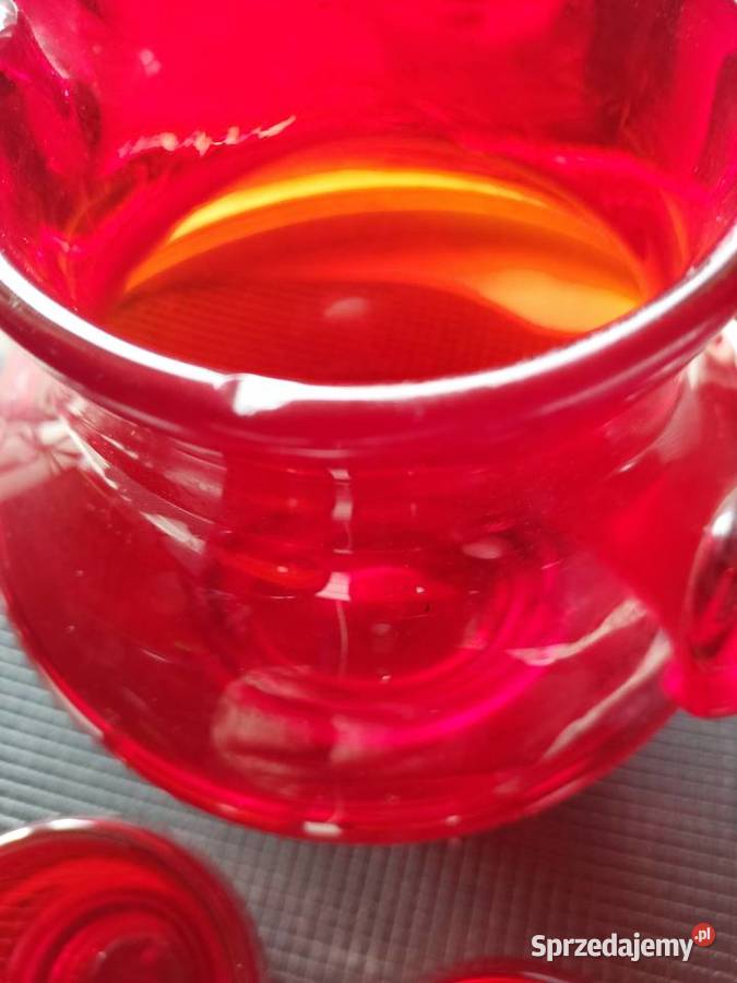 Dzbanek i kieliszki Huta Sudety PRL czerwone Pozostałe dolnośląskie Wrocław sprzedam
