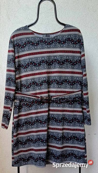 Ciepła dzianinowa sukienka r4648 kolorowy Warszawa