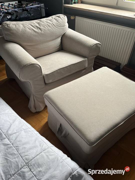 Fotel IKEA EKTORP podnóżek Kilanda jasnobeżowy Granica