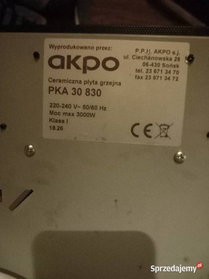 Płyta indukcyjna Akpo PKA 30 830 Kuchenki i piekarniki łódzkie Łódź