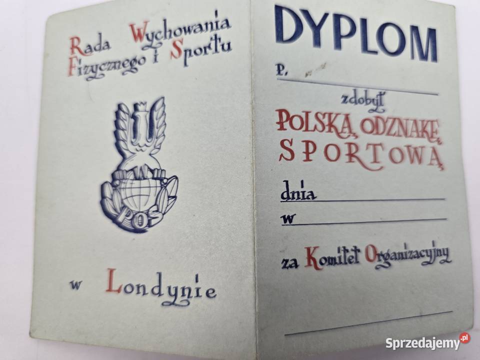 Dyplom Polskiej Odznaki Sportowej na emigracji Bronisze