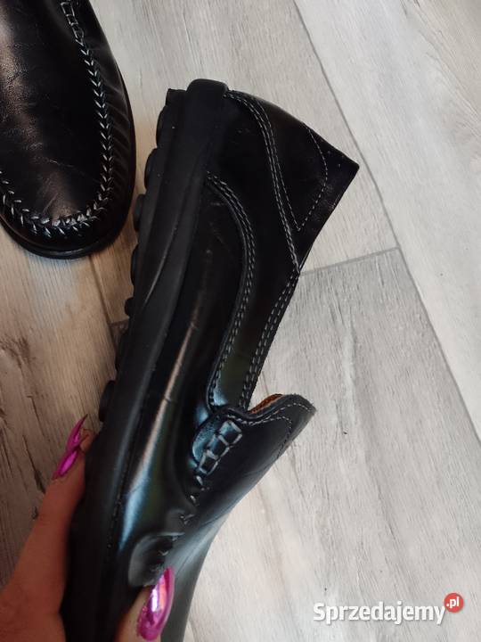 42 Leather Czarne skórzane mokasyny wieczorowe Kraków