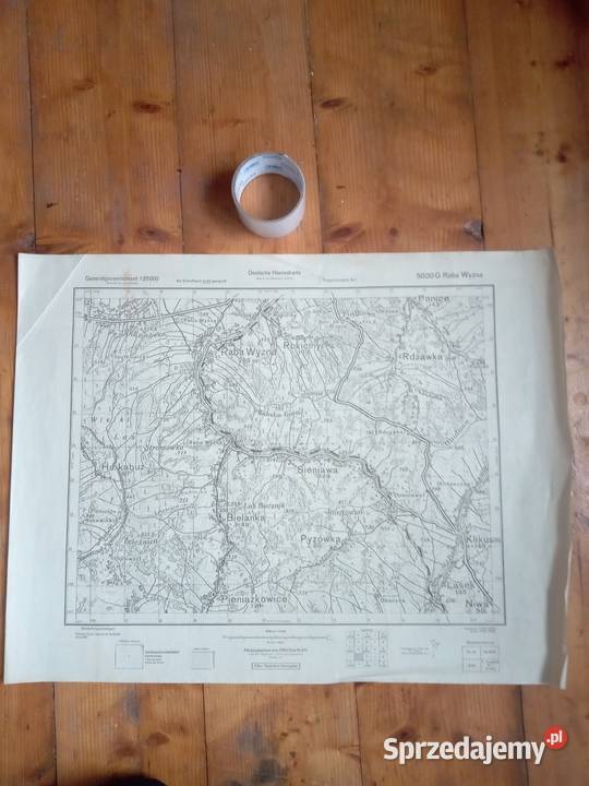 Mapa niemiecka Raba Wyżna i