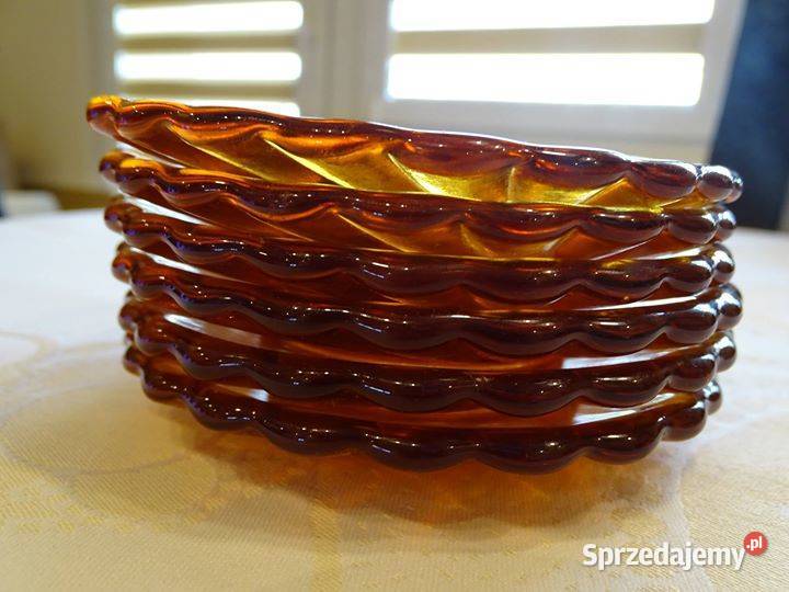 Bursztynowe talerzyki z huty Laura Tarnów Łódź sprzedam