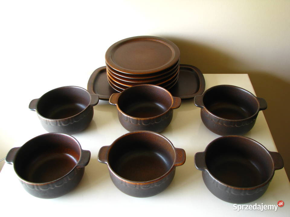 Kamionkowe miseczki z uszkami talerzyki i patera małopolskie Brzegi