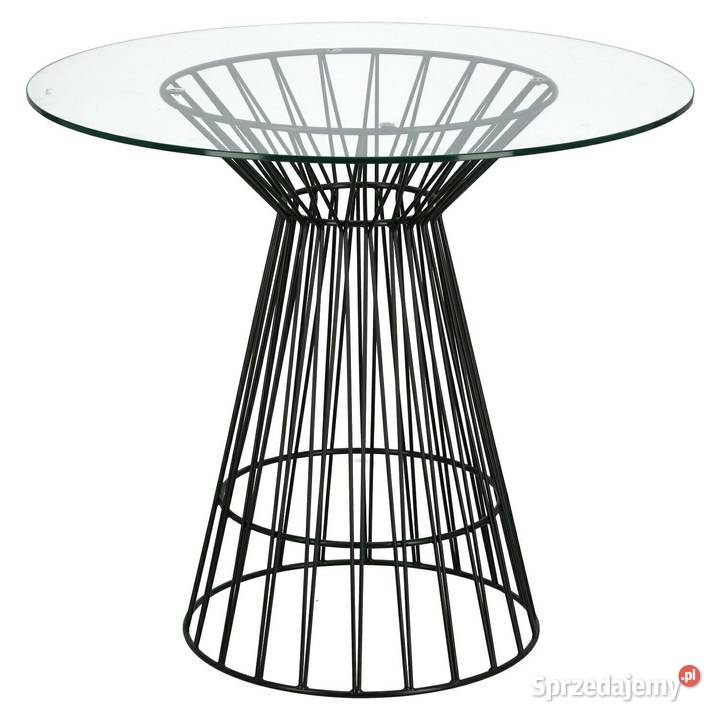 SZKLANY OKRĄGŁY STÓŁ na metalowej podstawie CAGE FI 80 CM