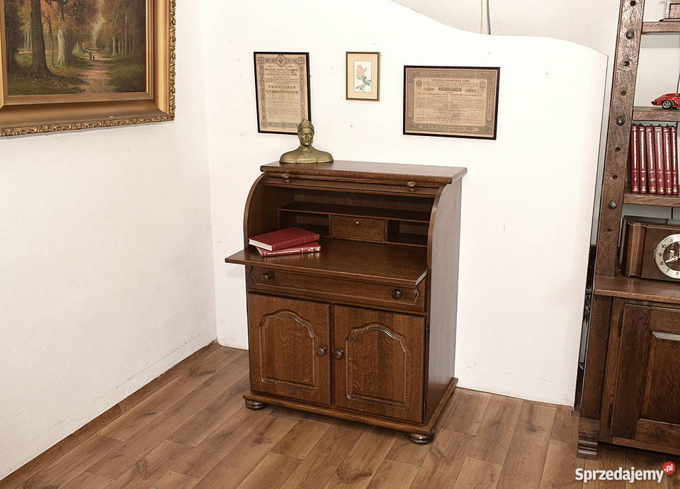 ZGRABNY DĘBOWY SEKRETARZYK ROLETA BIURKO Świdnica