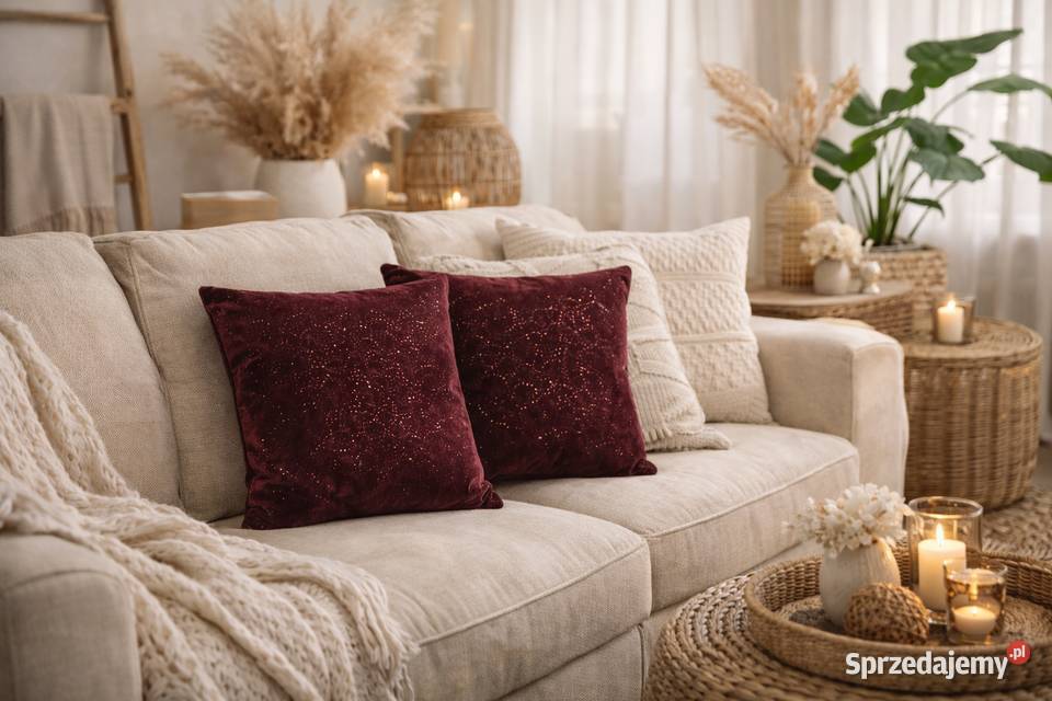 2x Poszewki welurowe 40x40 glamour z brokatem Brodnica
