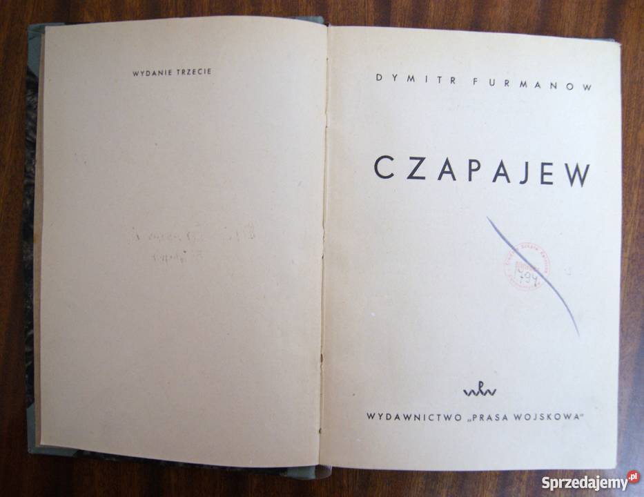 Dymitr Furmanow Czapajew 1949 Parczew sprzedam