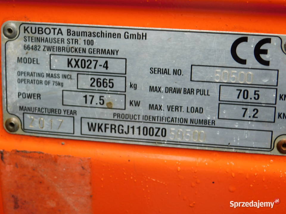 Mini koparka Kubota Kx0274 waga 27 3 nie Kraków