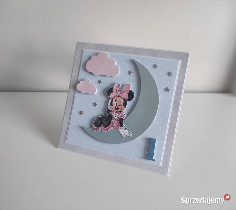 Kartka ręcznie robiona na urodziny Myszka Minnie Łódź